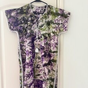 One-of-a-Kind Batik Kaftan Dress – Handmade in Ghana with Front Pocket Detail